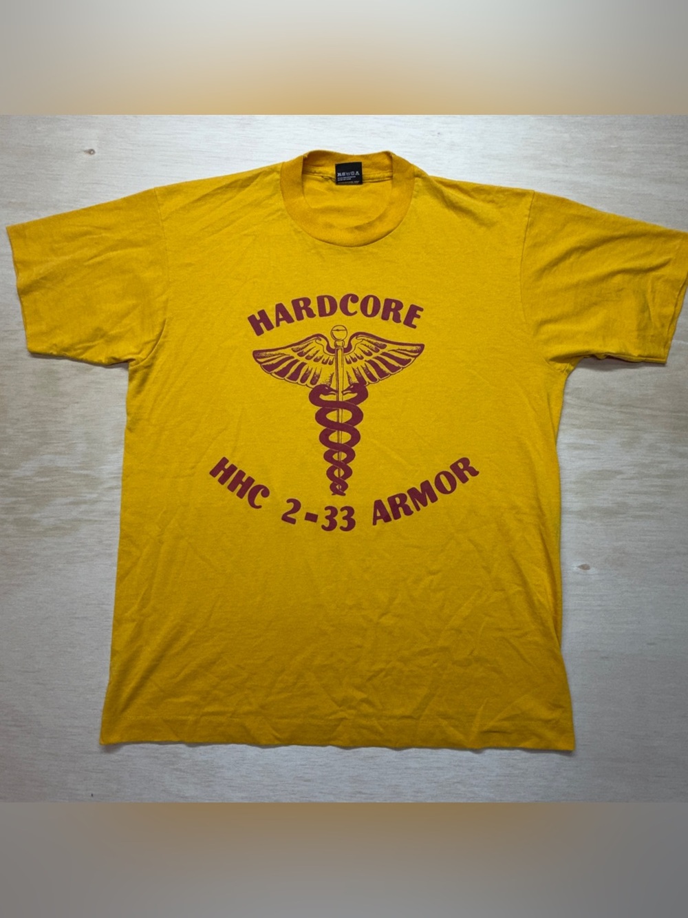Vintage 80s Screen Stars Best US Army HHC 2-33 Armor Hardcore T Shirt Large